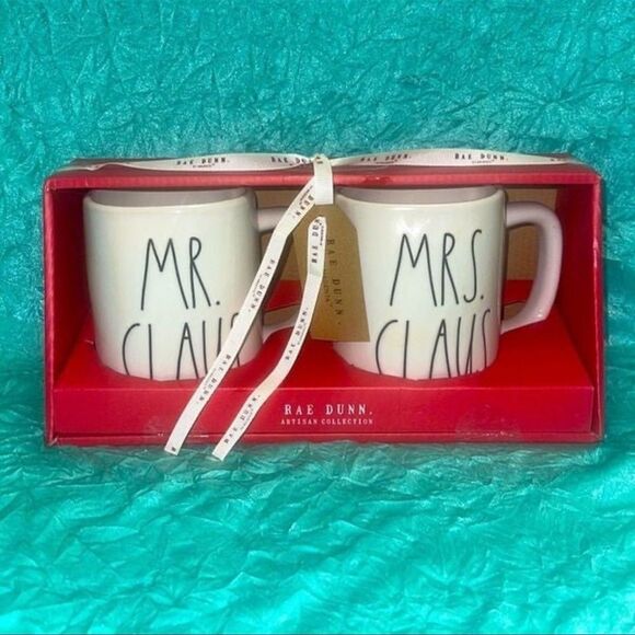 RAE DUNN MR. MRS CLAUS MUGS - Picture 1 of 5